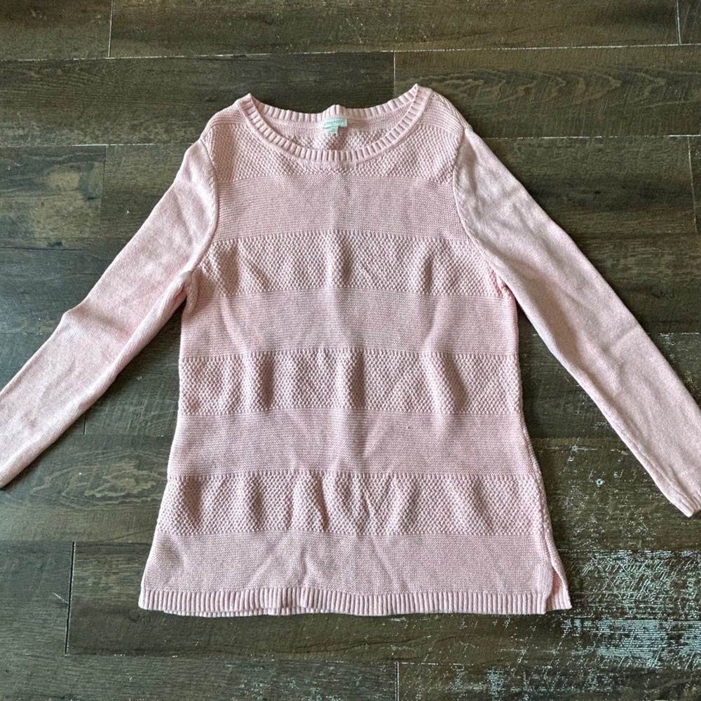 TALBOTS Woman Light Pink 100% Cotton Textured Knit Pullover Sweater XL CN5000